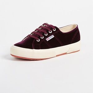 Superga Classic Maroon Velvet Sneakers